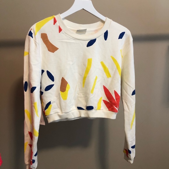 Maaji Cropped Sweatshirt Size Small Watercolor - Picture 3 of 6